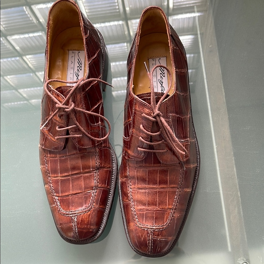 Mezlan Brown Alligator Leather Men's Shoes